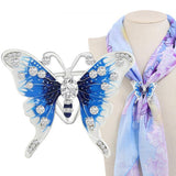 Maxbell Women's Fashion Enamel Butterfly Rhinestone Scarf Ring Buckle Clip Blue