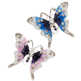 Maxbell Women's Fashion Enamel Butterfly Rhinestone Scarf Ring Buckle Clip Blue