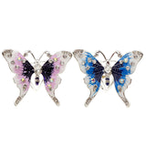 Maxbell Women's Fashion Enamel Butterfly Rhinestone Scarf Ring Buckle Clip Blue