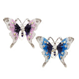 Maxbell Women's Fashion Enamel Butterfly Rhinestone Scarf Ring Buckle Clip Blue