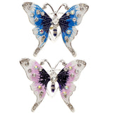 Maxbell Women's Fashion Enamel Butterfly Rhinestone Scarf Ring Buckle Clip Blue