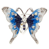 Maxbell Women's Fashion Enamel Butterfly Rhinestone Scarf Ring Buckle Clip Blue