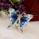 Maxbell Women's Fashion Enamel Butterfly Rhinestone Scarf Ring Buckle Clip Blue