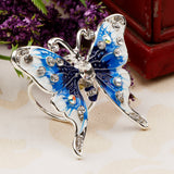 Maxbell Women's Fashion Enamel Butterfly Rhinestone Scarf Ring Buckle Clip Blue