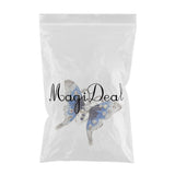 Maxbell Women's Fashion Enamel Butterfly Rhinestone Scarf Ring Buckle Clip Blue