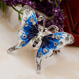 Maxbell Women's Fashion Enamel Butterfly Rhinestone Scarf Ring Buckle Clip Blue