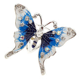 Maxbell Women's Fashion Enamel Butterfly Rhinestone Scarf Ring Buckle Clip Blue