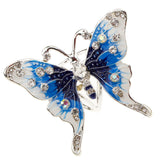 Maxbell Women's Fashion Enamel Butterfly Rhinestone Scarf Ring Buckle Clip Blue