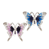 Maxbell Women's Fashion Enamel Butterfly Rhinestone Scarf Ring Buckle Clip Blue