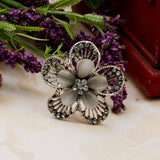 Maxbell Women Vintage Crystal Opal Scarf Ring Flower Silk Scarf Ring Antique Silver