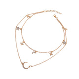 Maxbell Fashion Multilayer Choker Necklace Star Moon Pendant Women Jewelry Golden