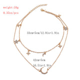 Maxbell Fashion Multilayer Choker Necklace Star Moon Pendant Women Jewelry Golden