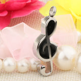 Maxbell Music Note Urn Pendant Ash Stainless Steel Cremation Jewelry Silver Black