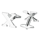 Maxbell 1 Pairs Silver Tone Cufflinks Initial Letter Alphabet Shirt Wedding Gift X