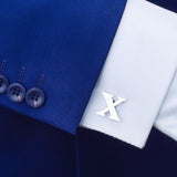 Maxbell 1 Pairs Silver Tone Cufflinks Initial Letter Alphabet Shirt Wedding Gift X