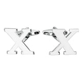 Maxbell 1 Pairs Silver Tone Cufflinks Initial Letter Alphabet Shirt Wedding Gift X