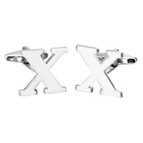 Maxbell 1 Pairs Silver Tone Cufflinks Initial Letter Alphabet Shirt Wedding Gift X