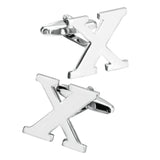 Maxbell 1 Pairs Silver Tone Cufflinks Initial Letter Alphabet Shirt Wedding Gift X