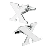 Maxbell 1 Pairs Silver Tone Cufflinks Initial Letter Alphabet Shirt Wedding Gift X