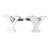 Maxbell 1 Pairs Silver Tone Cufflinks Initial Letter Alphabet Shirt Wedding Gift Y
