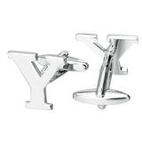 Maxbell 1 Pairs Silver Tone Cufflinks Initial Letter Alphabet Shirt Wedding Gift Y