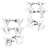 Maxbell 1 Pairs Silver Tone Cufflinks Initial Letter Alphabet Shirt Wedding Gift Z