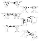 Maxbell 1 Pairs Silver Tone Cufflinks Initial Letter Alphabet Shirt Wedding Gift Z