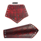 Maxbell Medieval Unisex Bracers Leather Gauntlet Wristband Bracers Arm Armor Red