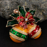 Maxbell Crystal Christmas Brooch Pin Xmas Gift Party Jewelry Jingle Bell