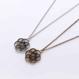 Maxbell Rainbow Stone Crystal Gemstone Sweater Chain Necklace Quartz Pendant Gold
