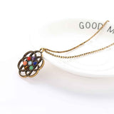 Maxbell Rainbow Stone Crystal Gemstone Sweater Chain Necklace Quartz Pendant Gold