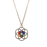 Maxbell Rainbow Stone Crystal Gemstone Sweater Chain Necklace Quartz Pendant Gold