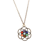 Maxbell Rainbow Stone Crystal Gemstone Sweater Chain Necklace Quartz Pendant Gold