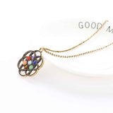 Maxbell Rainbow Stone Crystal Gemstone Sweater Chain Necklace Quartz Pendant Gold