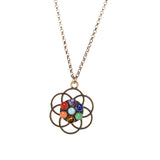 Maxbell Rainbow Stone Crystal Gemstone Sweater Chain Necklace Quartz Pendant Gold