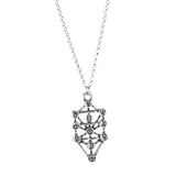 Maxbell Women Vintage Fruit of Life Tree Geometric Pendant Necklace Chain Silver