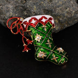 Maxbell Crystal Christmas Brooch Pin Xmas Gift Party Jewelry Boot