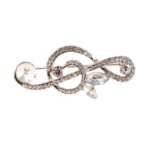 Maxbell Elegant Crystal Rhinestones Music Note Brooch Pin Jewelry for Musicians Silver