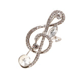 Maxbell Elegant Crystal Rhinestones Music Note Brooch Pin Jewelry for Musicians Silver