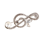 Maxbell Elegant Crystal Rhinestones Music Note Brooch Pin Jewelry for Musicians Silver