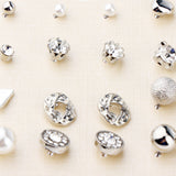 Maxbell 12 Pairs Crystal Zircon Women Girls Geometric Earrings Stud Jewelry Silver