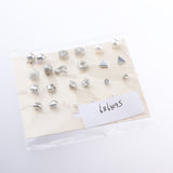 Maxbell 12 Pairs Crystal Zircon Women Girls Geometric Earrings Stud Jewelry Silver