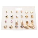 Maxbell 12 Pairs Fashion Women Girls Star Crystal Diamante Stud Earrings Jewelry Set