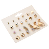 Maxbell 12 Pairs Fashion Women Girls Star Crystal Diamante Stud Earrings Jewelry Set