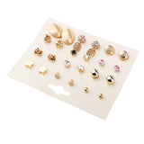 Maxbell 12 Pairs Fashion Women Girls Star Crystal Diamante Stud Earrings Jewelry Set