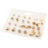 Maxbell 12 Pairs Fashion Women Girls Star Crystal Diamante Stud Earrings Jewelry Set