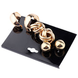 Maxbell 3 Pairs/Set Gold Tone Women Girl Punk Ball Earrings Ear Stud Jewelry Style-2