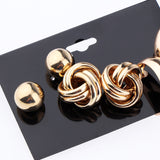 Maxbell 3 Pairs/Set Gold Tone Women Girl Punk Ball Earrings Ear Stud Jewelry Style-2