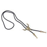Maxbell Fashion Western Longhorn Cow Skull Leather Bolo Tie Necktie Bronze