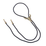 Maxbell Fashion Western Longhorn Cow Skull Leather Bolo Tie Necktie Bronze